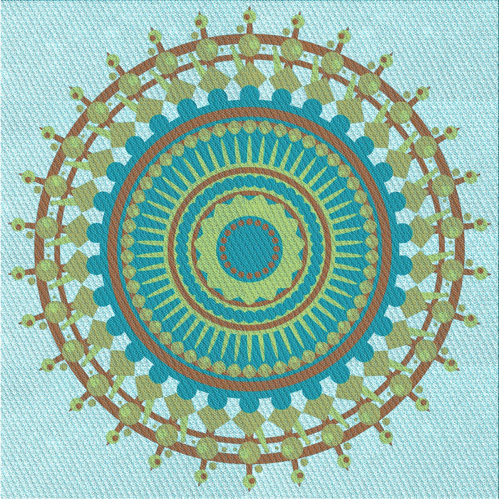 Round Patterned Green Rug, pat1917lblu