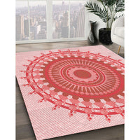 Patterned Deep Rose Pink Rug, pat1917rd