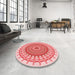 Round Patterned Deep Rose Pink Rug in a Office, pat1917rd