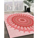 Patterned Deep Rose Pink Rug in Family Room, pat1917rd