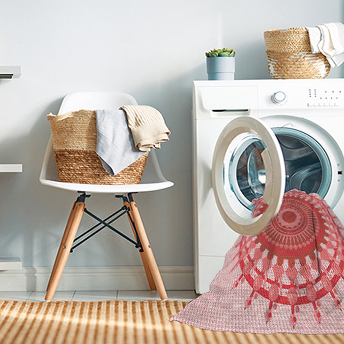 Machine Washable Transitional Deep Rose Pink Rug in a Washing Machine, wshpat1917rd