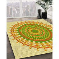 Patterned Dark Golden Brown Rug, pat1917yw