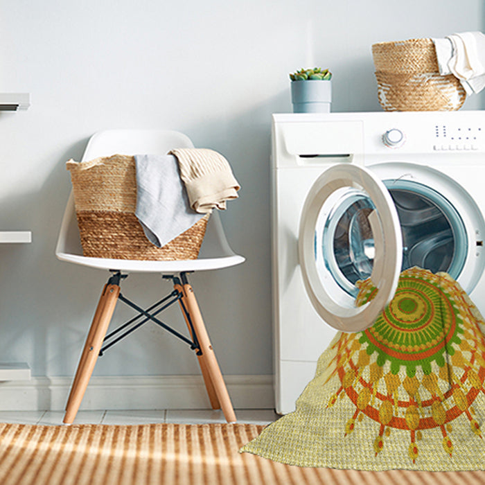 Machine Washable Transitional Dark Golden Brown Rug in a Washing Machine, wshpat1917yw