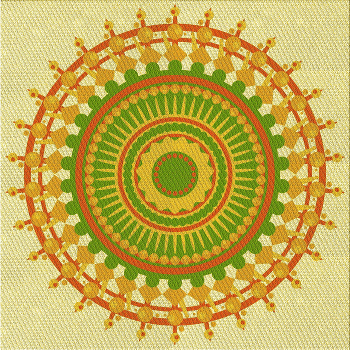 Round Patterned Dark Golden Brown Rug, pat1917yw