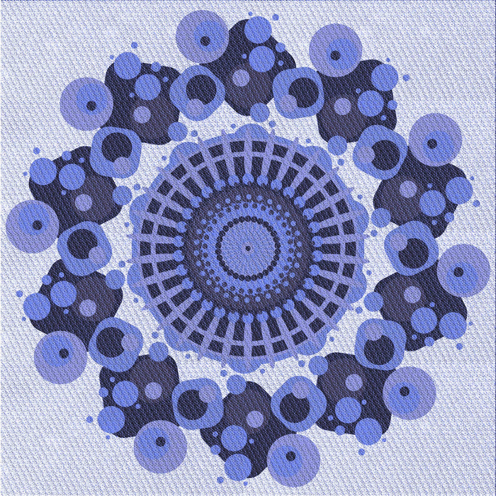 Round Patterned Deep Periwinkle Purple Rug, pat1918blu