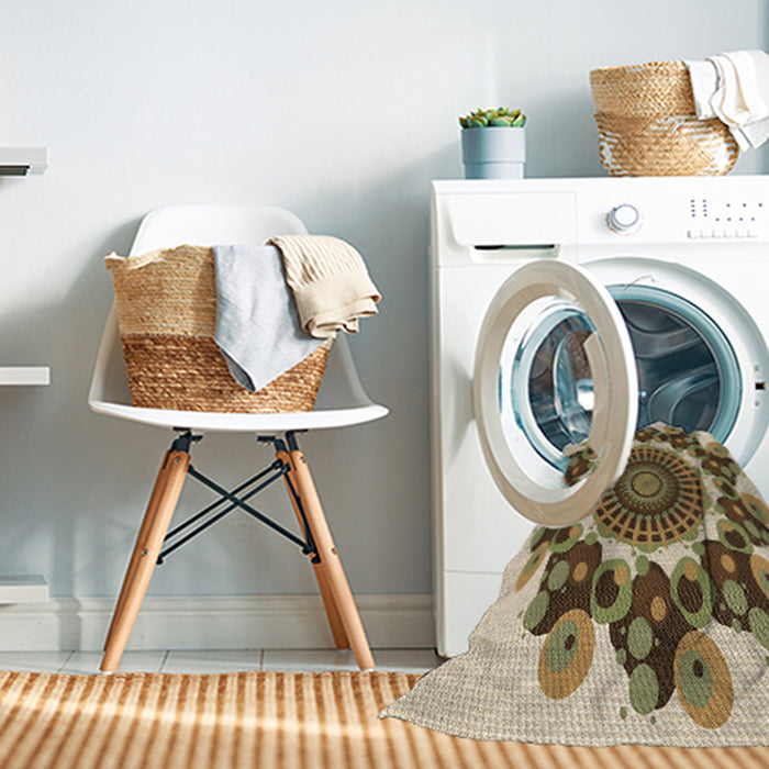 Machine Washable Transitional Red Brown Rug in a Washing Machine, wshpat1918brn