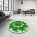 Round Patterned Forest Green Rug in a Office, pat1918grn