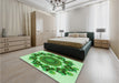 Patterned Forest Green Rug in a Bedroom, pat1918grn