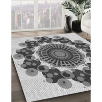 Patterned Platinum Silver Gray Rug, pat1918gry