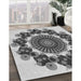 Patterned Platinum Silver Gray Rug in Family Room, pat1918gry