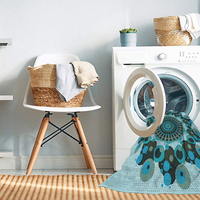 Machine Washable Transitional Blue Rug in a Washing Machine, wshpat1918lblu