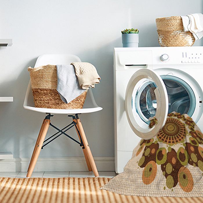 Machine Washable Transitional Mahogany Brown Rug in a Washing Machine, wshpat1918org