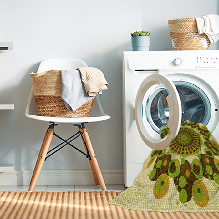 Machine Washable Transitional Dark Yellow Green Rug in a Washing Machine, wshpat1918yw