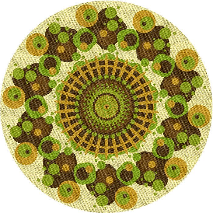 Square Machine Washable Transitional Dark Yellow Green Rug in a Living Room, wshpat1918yw