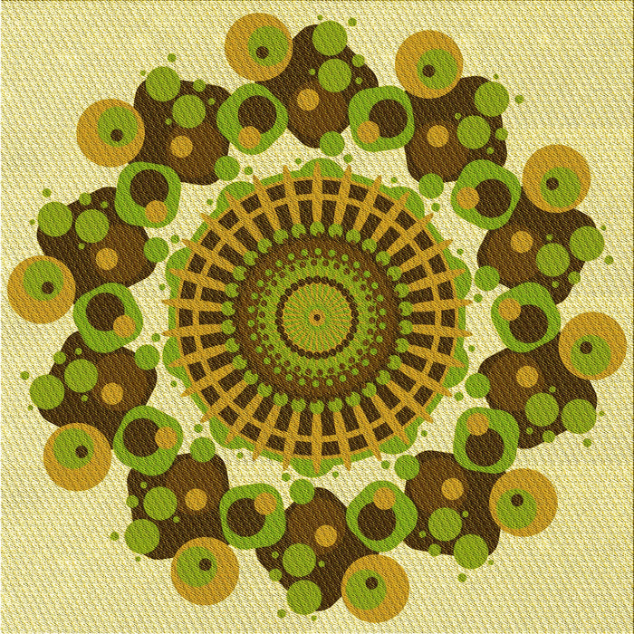 Round Patterned Dark Yellow Green Rug, pat1918yw