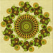 Round Patterned Dark Yellow Green Rug, pat1918yw