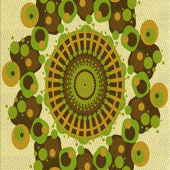 Patterned Dark Yellow Green Rug, pat1918yw