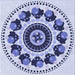 Round Machine Washable Transitional Blue Rug, wshpat1919blu