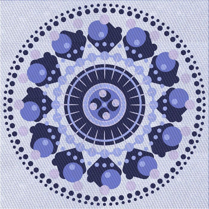 Round Patterned Blue Rug, pat1919blu