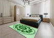 Round Machine Washable Transitional Green Rug in a Office, wshpat1919grn