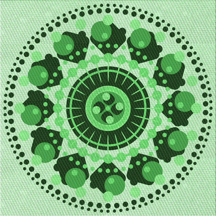Round Patterned Green Rug, pat1919grn