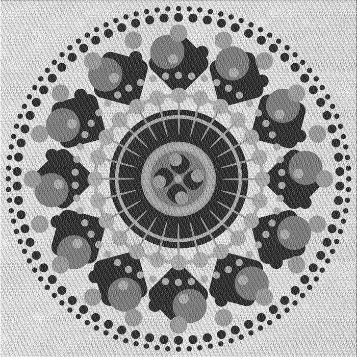 Round Machine Washable Transitional Ash Gray Rug, wshpat1919gry