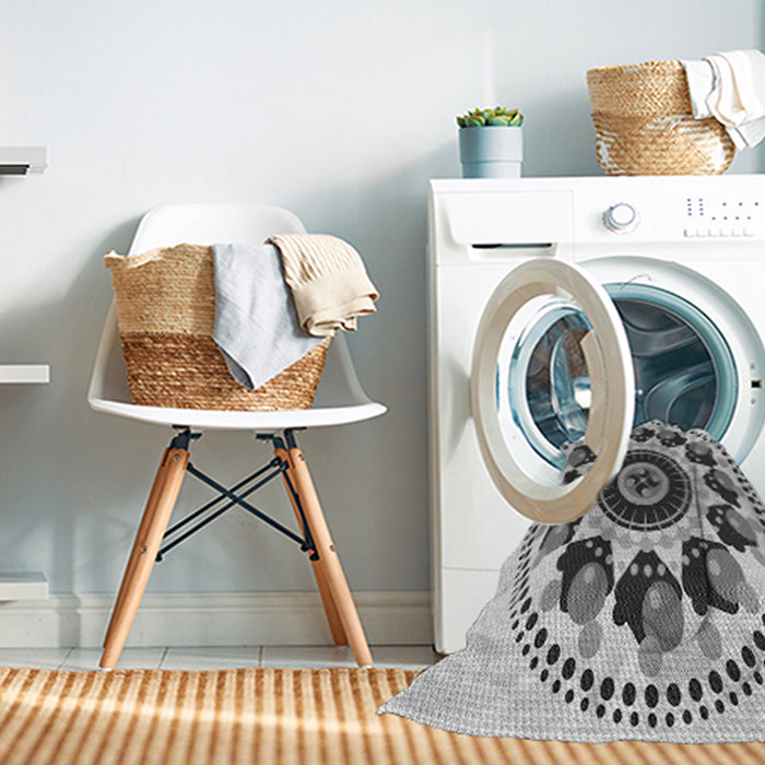 Machine Washable Transitional Ash Gray Rug in a Washing Machine, wshpat1919gry