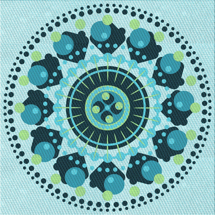 Round Machine Washable Transitional Dark Cyan Green Rug, wshpat1919lblu