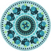 Square Machine Washable Transitional Dark Cyan Green Rug in a Living Room, wshpat1919lblu