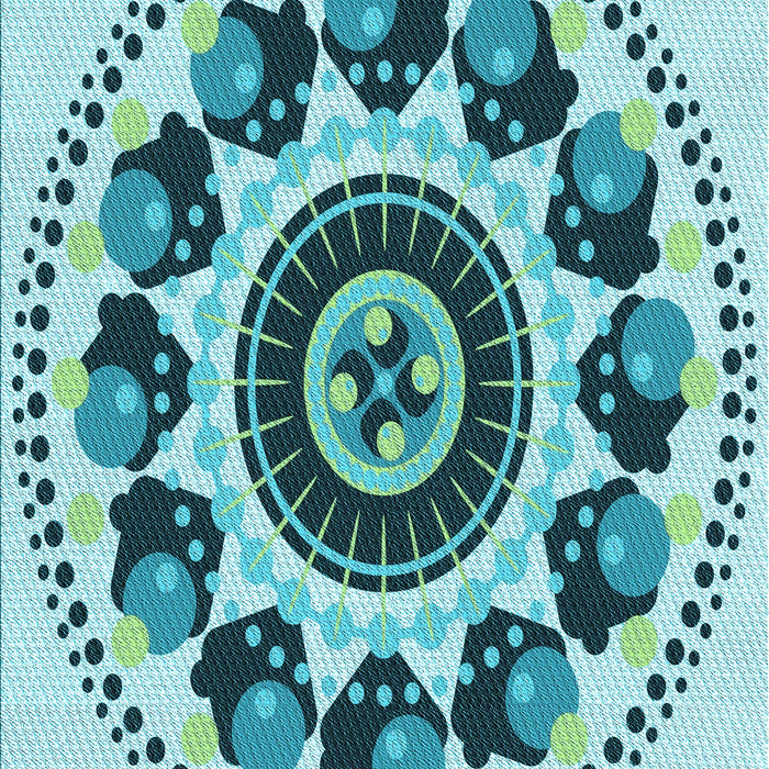 Machine Washable Transitional Dark Cyan Green Rug, wshpat1919lblu