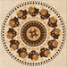 Round Patterned Khaki Gold Rug, pat1919org