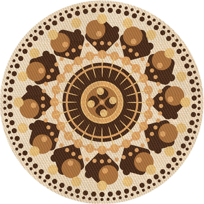 Square Patterned Khaki Gold Rug, pat1919org