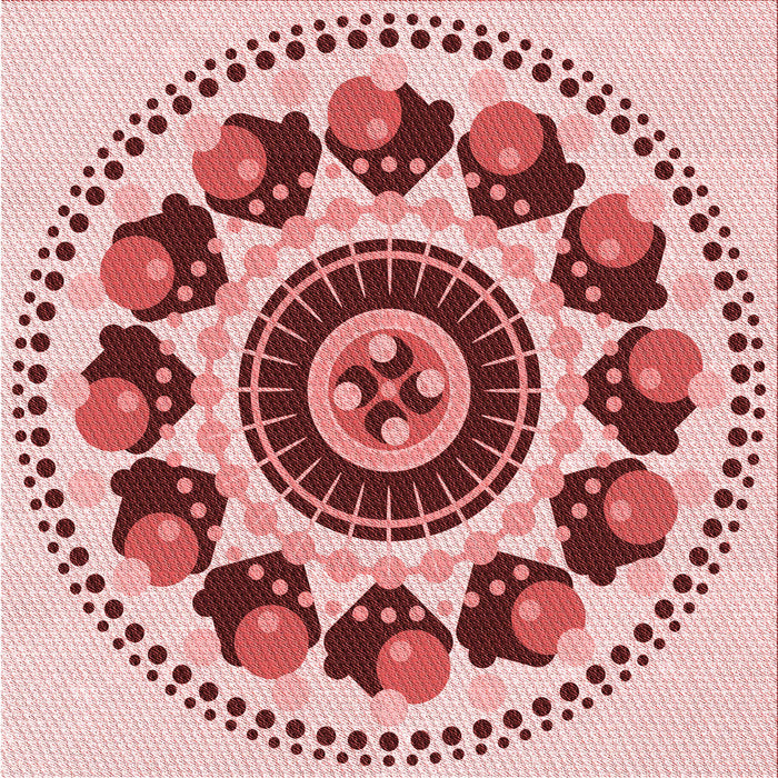 Round Patterned Deep Rose Pink Rug, pat1919rd