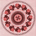 Round Patterned Deep Rose Pink Rug, pat1919rd