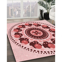 Patterned Deep Rose Pink Rug, pat1919rd