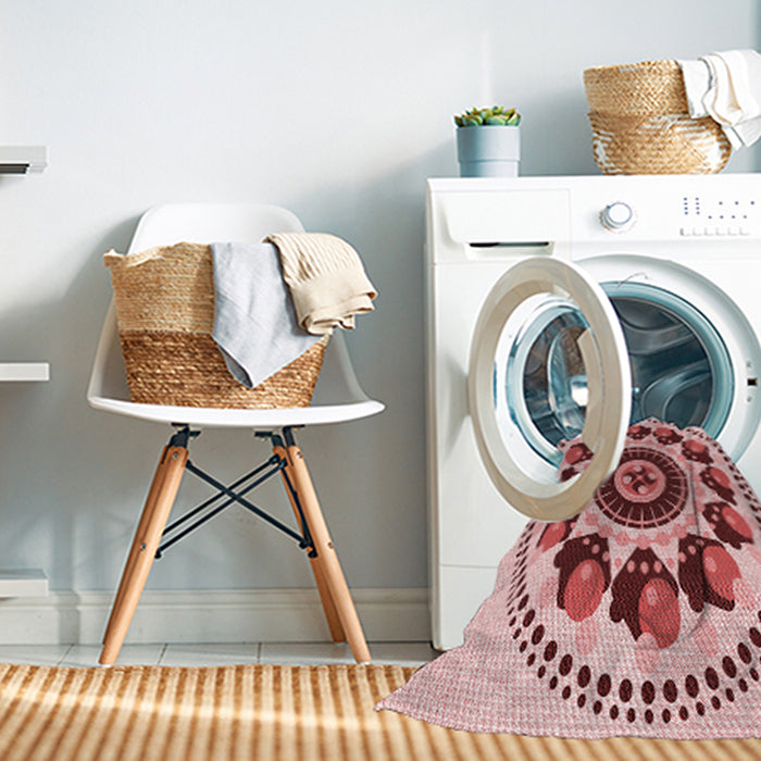 Machine Washable Transitional Deep Rose Pink Rug in a Washing Machine, wshpat1919rd