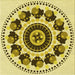 Round Patterned Mustard Yellow Rug, pat1919yw