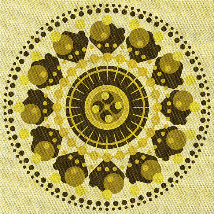 Round Machine Washable Transitional Mustard Yellow Rug, wshpat1919yw