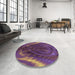 Round Machine Washable Transitional Pink Rug in a Office, wshpat191