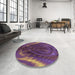 Round Patterned Pink Modern Rug in a Office, pat191