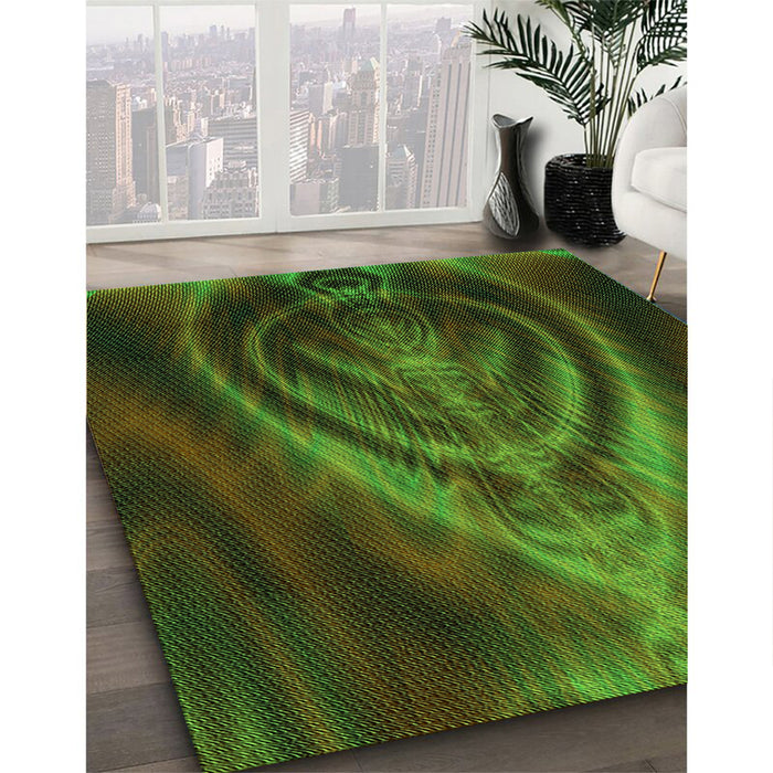 Machine Washable Transitional Dark Lime Green Rug in a Family Room, wshpat192grn