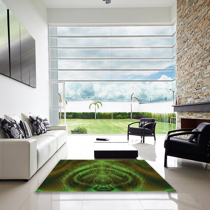 Machine Washable Transitional Dark Lime Green Rug in a Kitchen, wshpat192grn