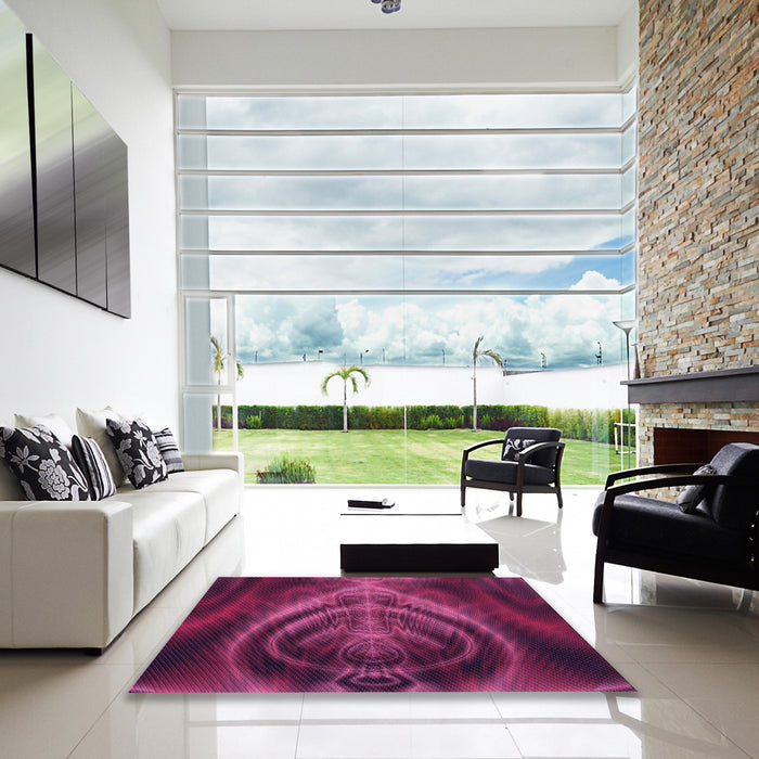 Machine Washable Transitional Medium Violet Red Pink Rug in a Kitchen, wshpat192pur