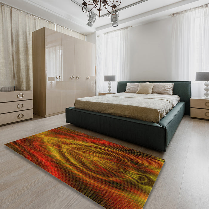 Round Machine Washable Transitional Mahogany Brown Rug in a Office, wshpat192yw