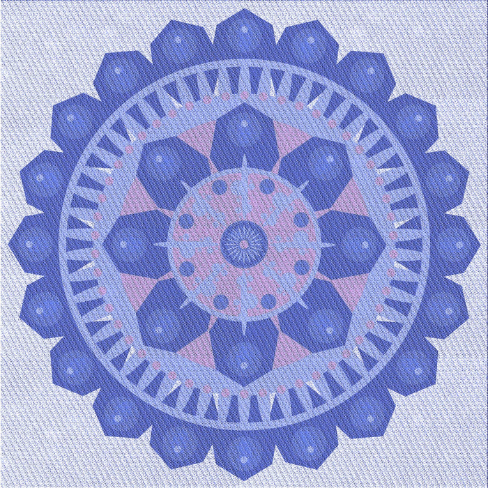 Round Patterned Blue Rug, pat1920blu