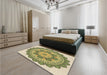 Patterned Brown Gold Rug in a Bedroom, pat1920brn