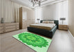 Patterned Green Rug in a Bedroom, pat1920grn