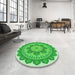 Round Patterned Green Rug in a Office, pat1920grn