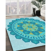 Patterned Light Sea Green Rug, pat1920lblu