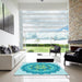 Square Patterned Light Sea Green Rug in a Living Room, pat1920lblu